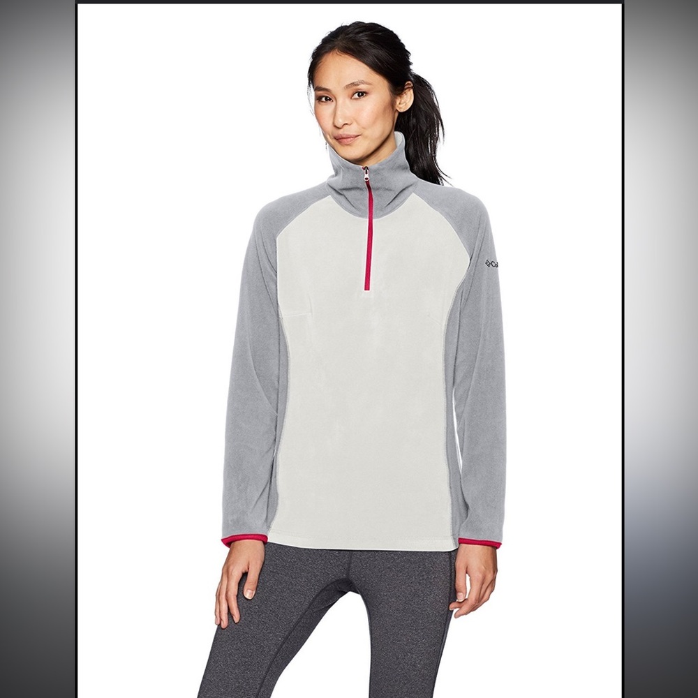 Columbia Gray, White & Dark Pink Glacia Fleece lll 1/2 Zip Pullover Fleece